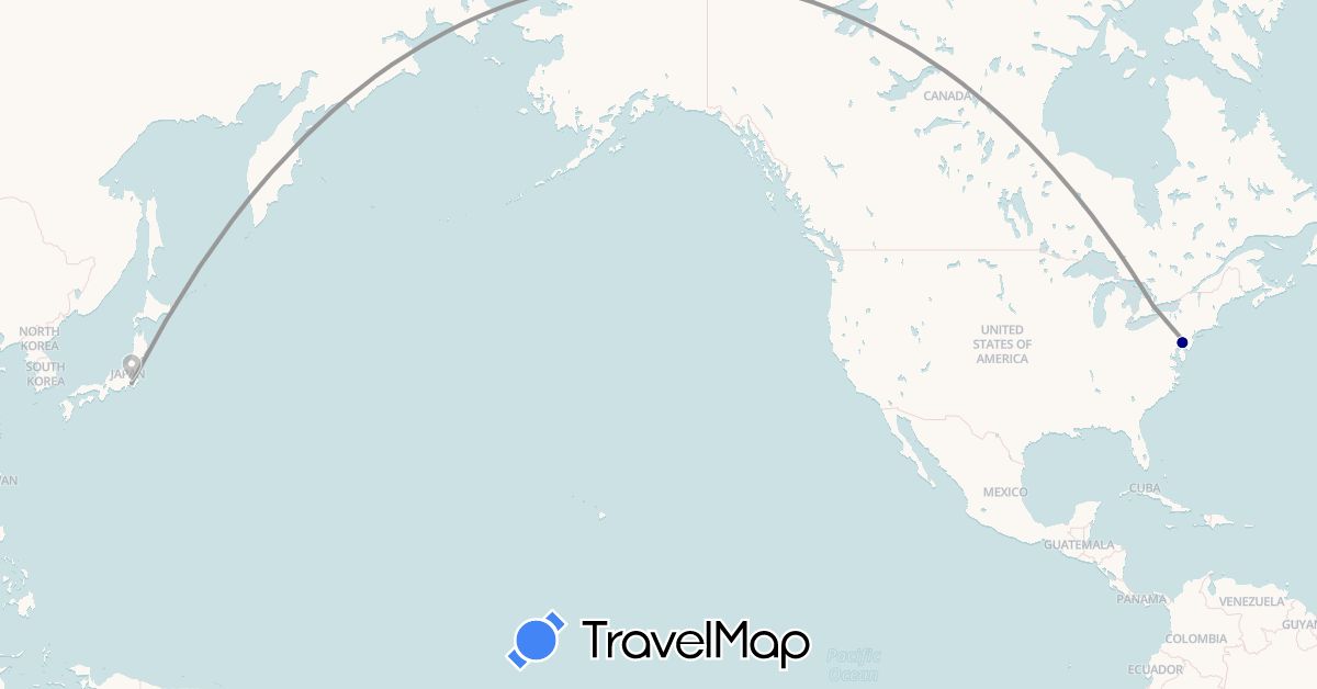 TravelMap itinerary: driving, plane in Canada, Japan, United States (Asia, North America)